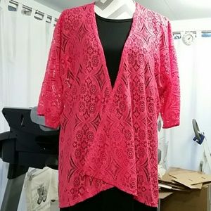 Lularoe Lindsay, small, coral lace, NWT